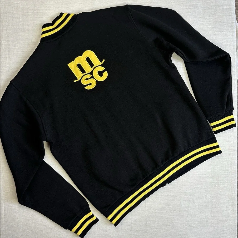 NWT MSC Cruise Ship Logo Jacket Men XL Black Yellow Varsity Full Zip Fleece Bee